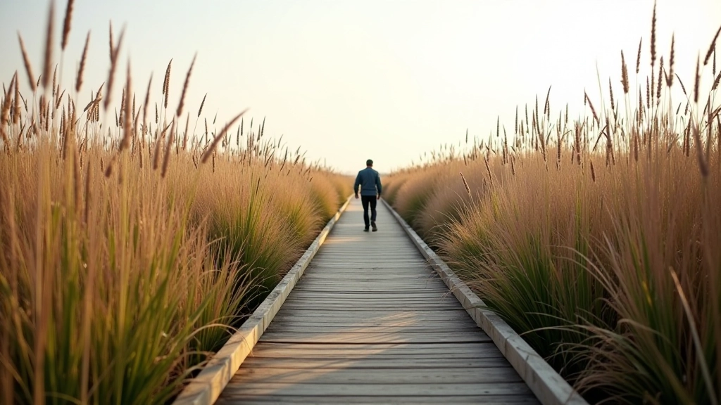 Marsh grass and reeds swaying, natural landscape